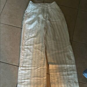 LOFT Cream and Black Striped Pants